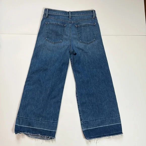J Brand Liza wide leg cropped culotte denim jeans raw hem size 26 blue - Picture 2 of 4